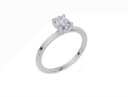 18ct Oval 0.40Carat D/E/F-CC VVS Plain Plain Hidden Halo Diamond Ring