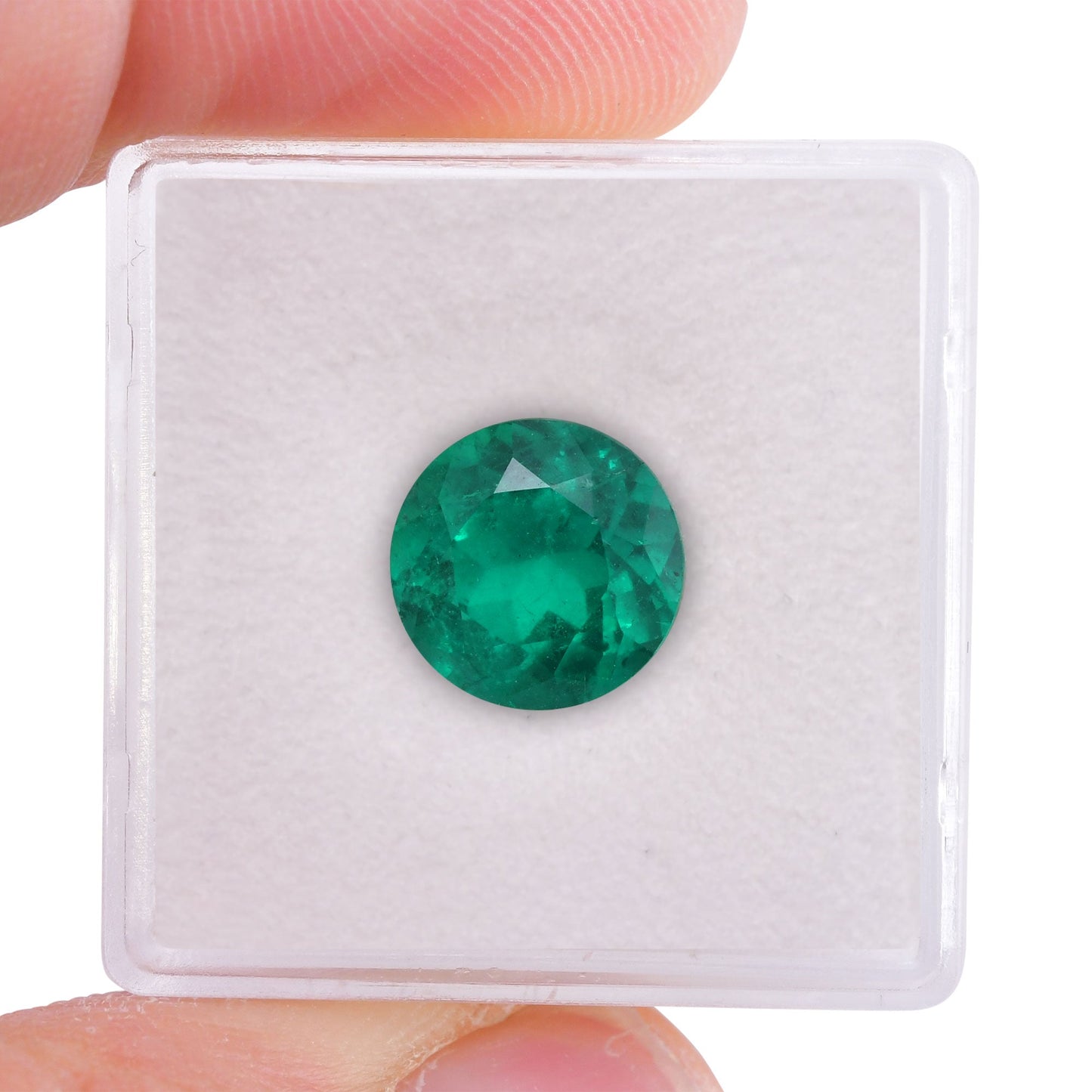 3,53 Karat grüner kolumbianischer runder Smaragd CD