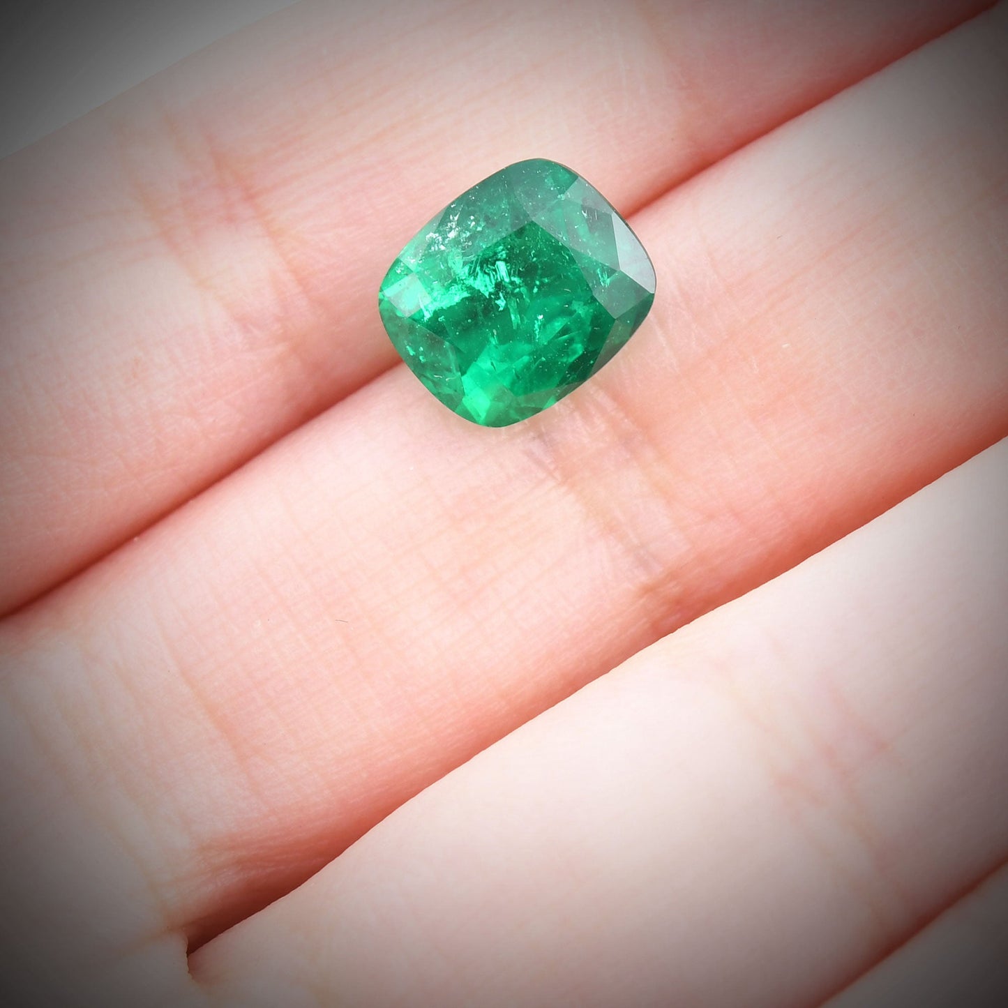 3.51 Carat Green COLOMBIAN Cushion Emerald GRS