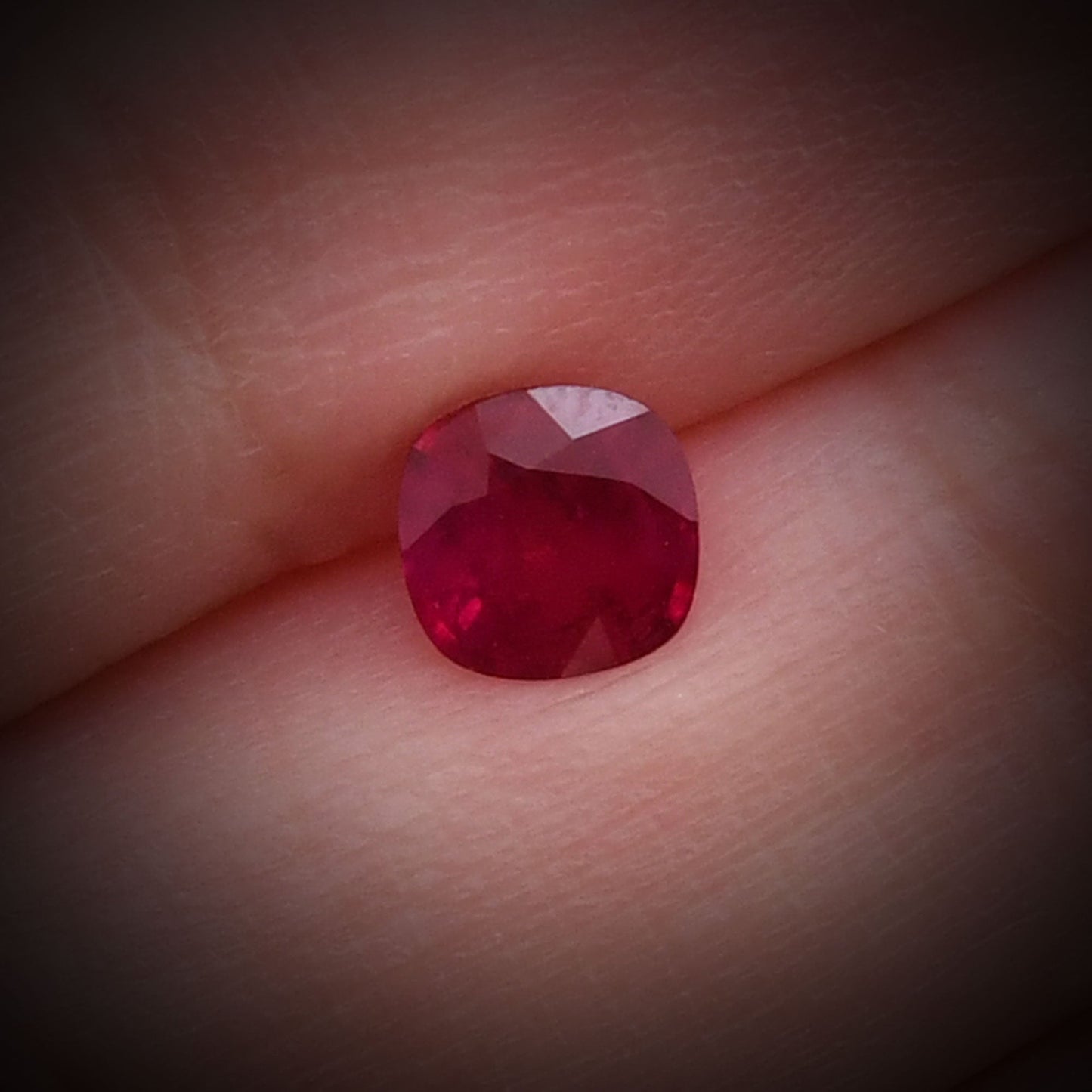 0.89 Carat Red Cushion Ruby