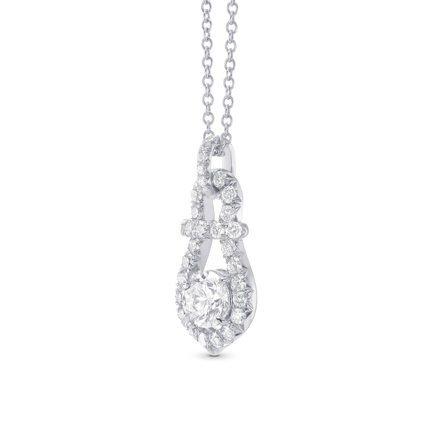 Round Brilliant White Diamond Drop Pendant