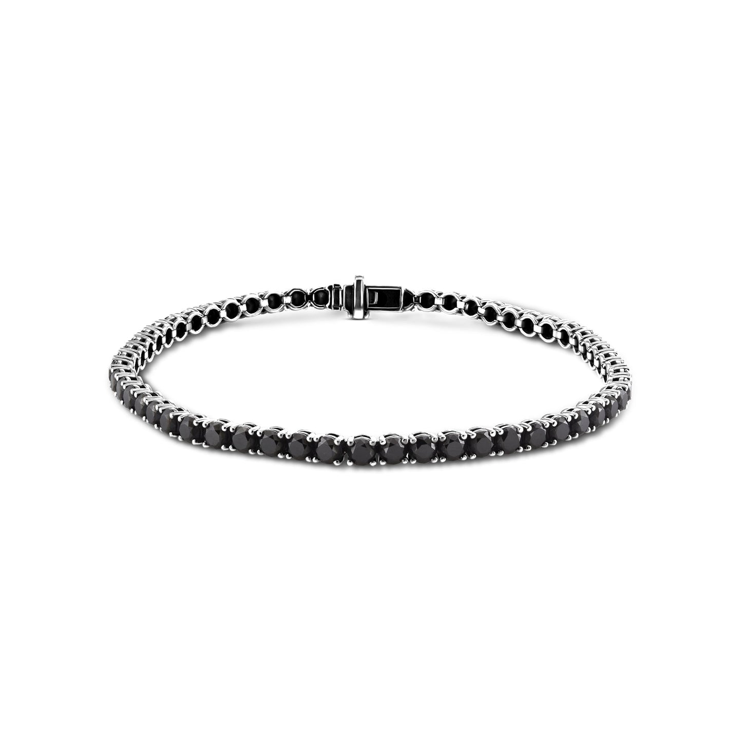 Tennisarmband mit 12,43 Karat schwarzen, runden Diamanten
