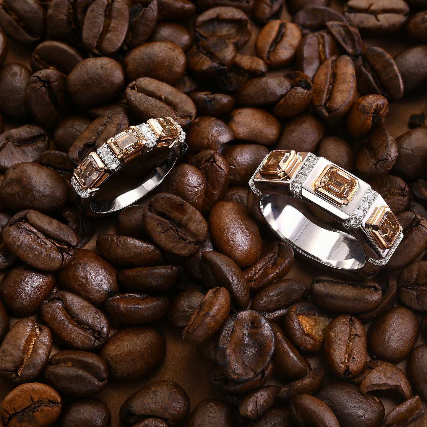 Men's Fancy Brown Three-stone Diamond Ring