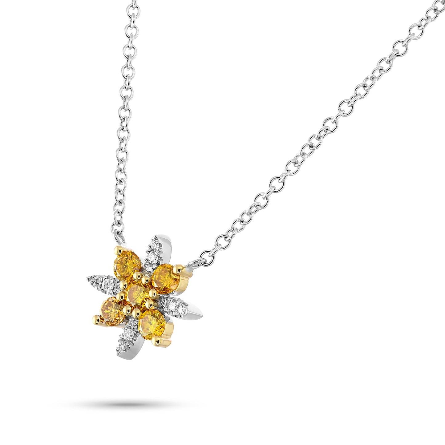 Anhänger mit leuchtend orange-gelben Diamanten im Pavé-Fassung