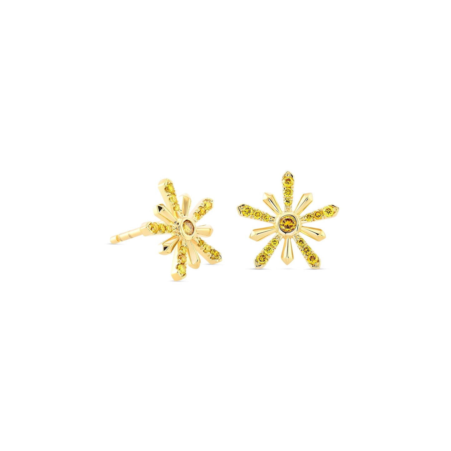 Ohrstecker mit leuchtend gelbem, rundem Diamanten