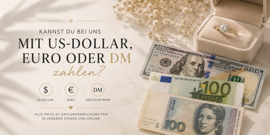 Kann ich bei Designer Diamonds mit US Dollar, D Mark oder Euro bezahlen?