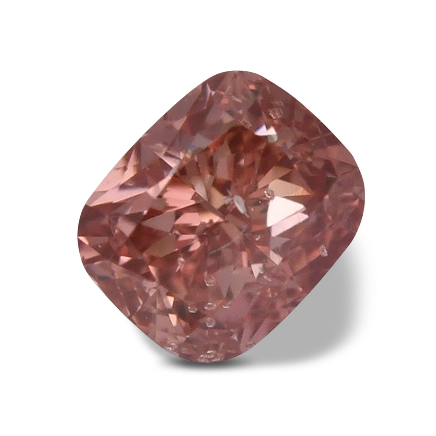 0.21 Carat Fancy Deep Orangy Pink Cushion Diamond I1 GIA