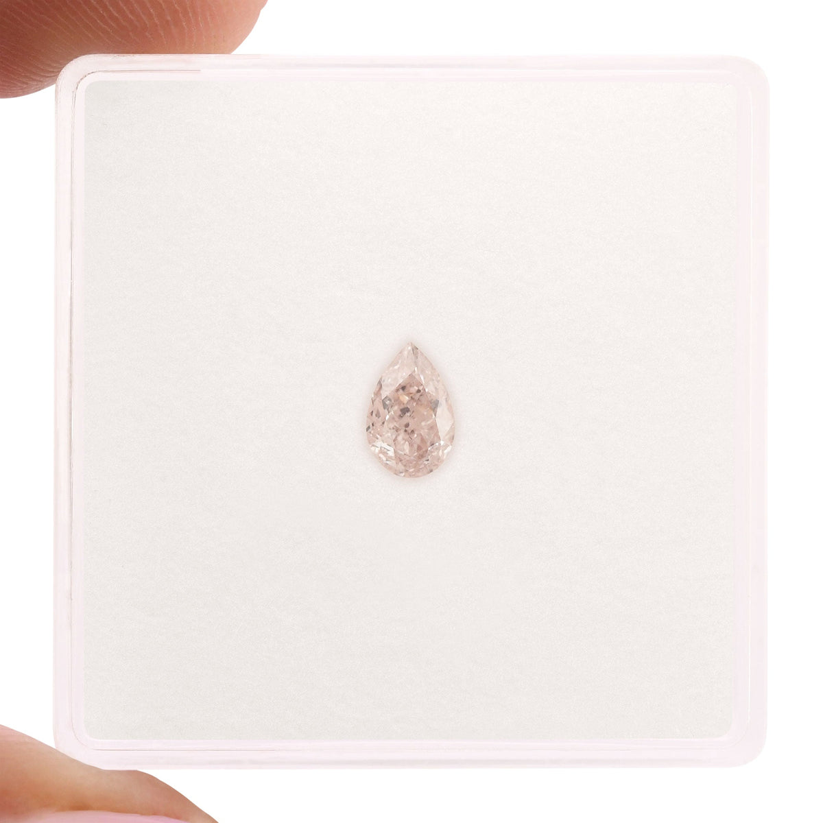 0.34 Carat Fancy Light Orangy Pink Pear Diamond VS2 GIA