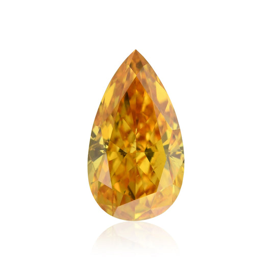 0.41 Carat Fancy Vivid Yellowish Orange Pear Diamond SI2 GIA