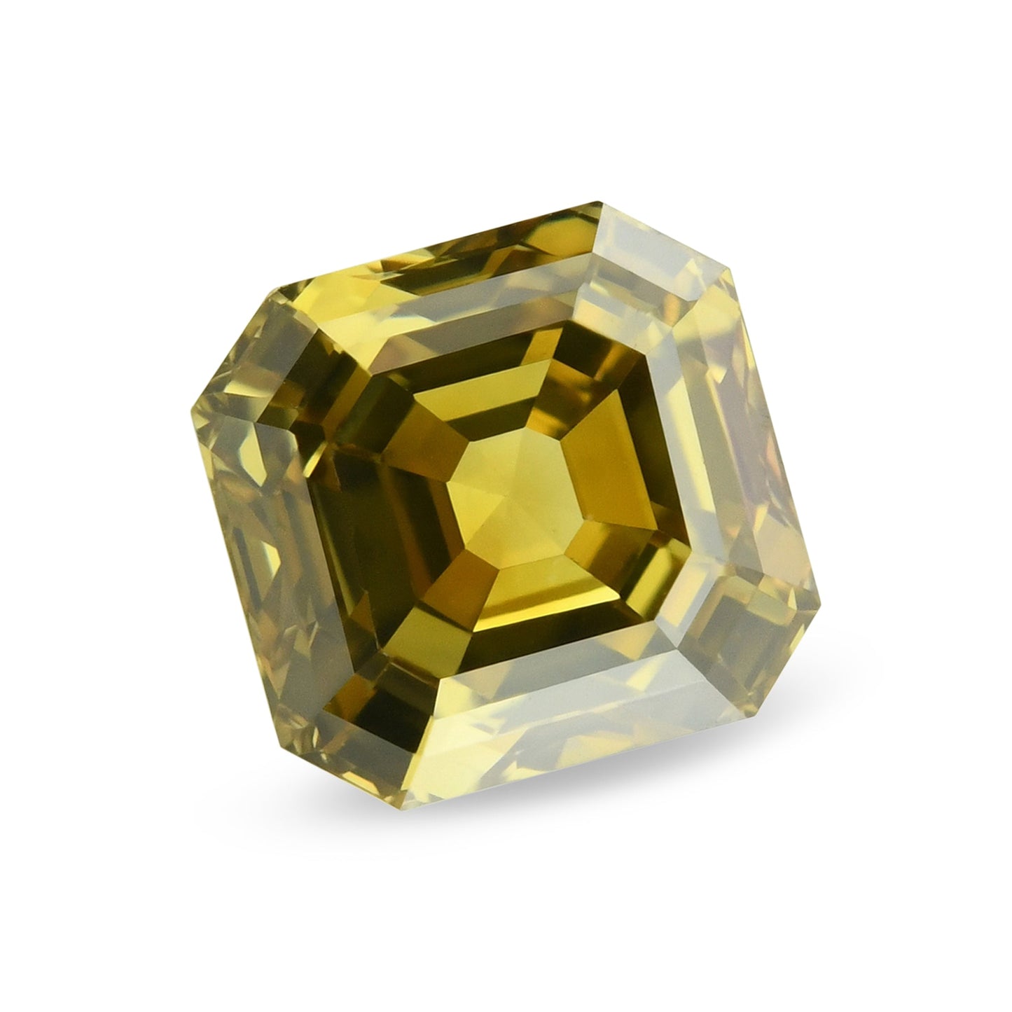 0,56 Karat Fancy Deep Brownish Greenish Yellow Asscher Diamant VS2 GIA
