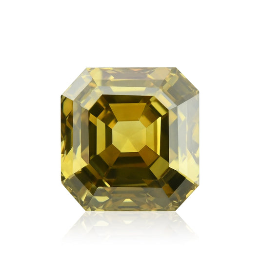 0.56 Carat Fancy Deep Brownish Greenish Yellow Asscher Diamond VS2 GIA