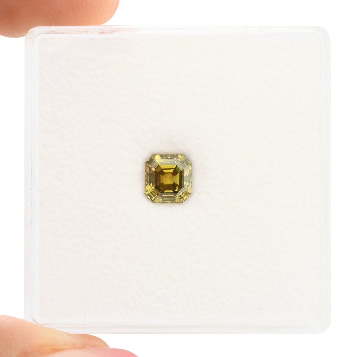 0,56 Karat Fancy Deep Brownish Greenish Yellow Asscher Diamant VS2 GIA