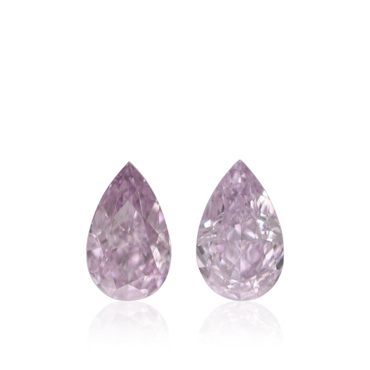 0.64 Carat Fancy Pink Purple Pear Diamonds SI1 and VS2 GIA Pair