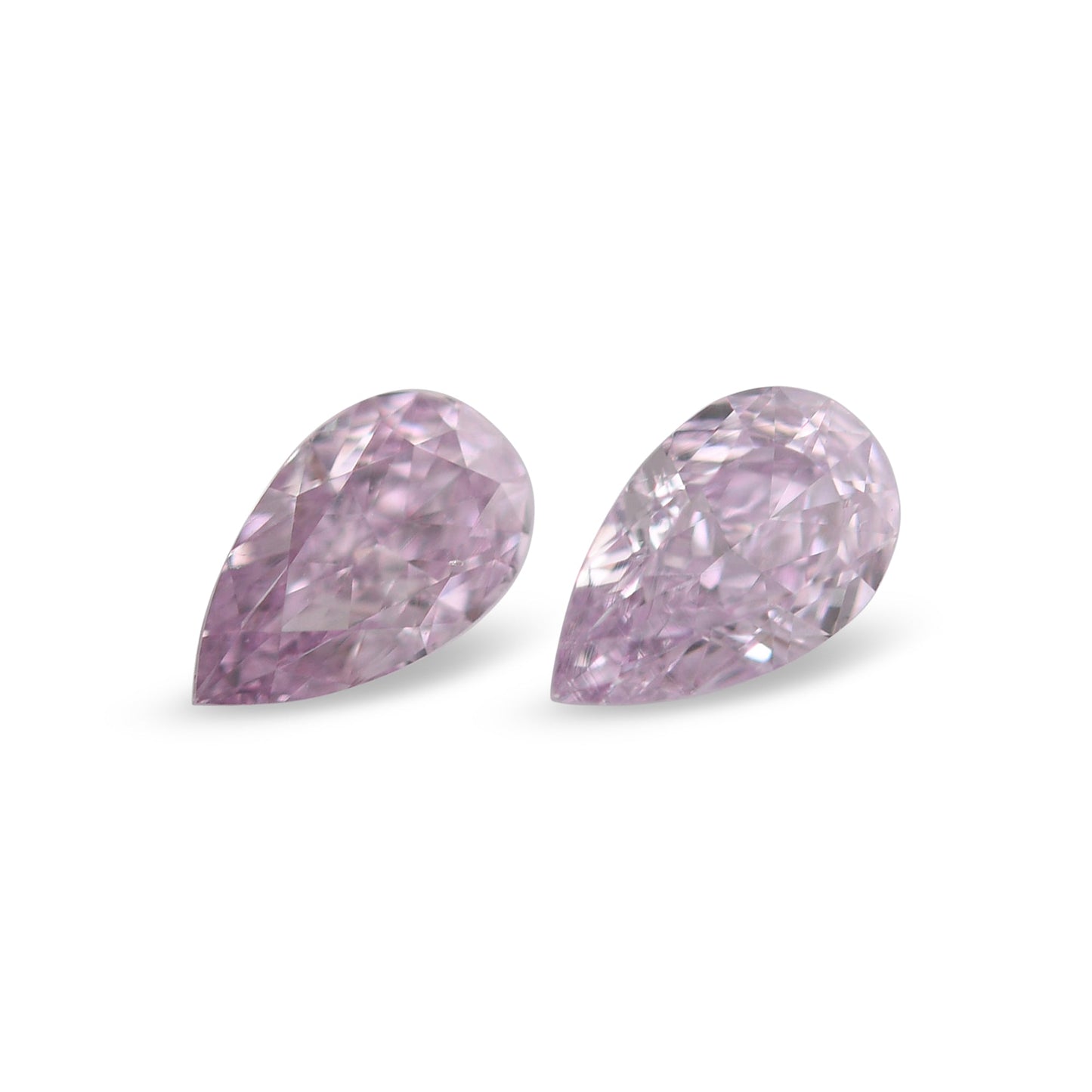 0,64 Karat Fancy Pink Purple Birnenförmige Diamanten SI1 und VS2 GIA Paar