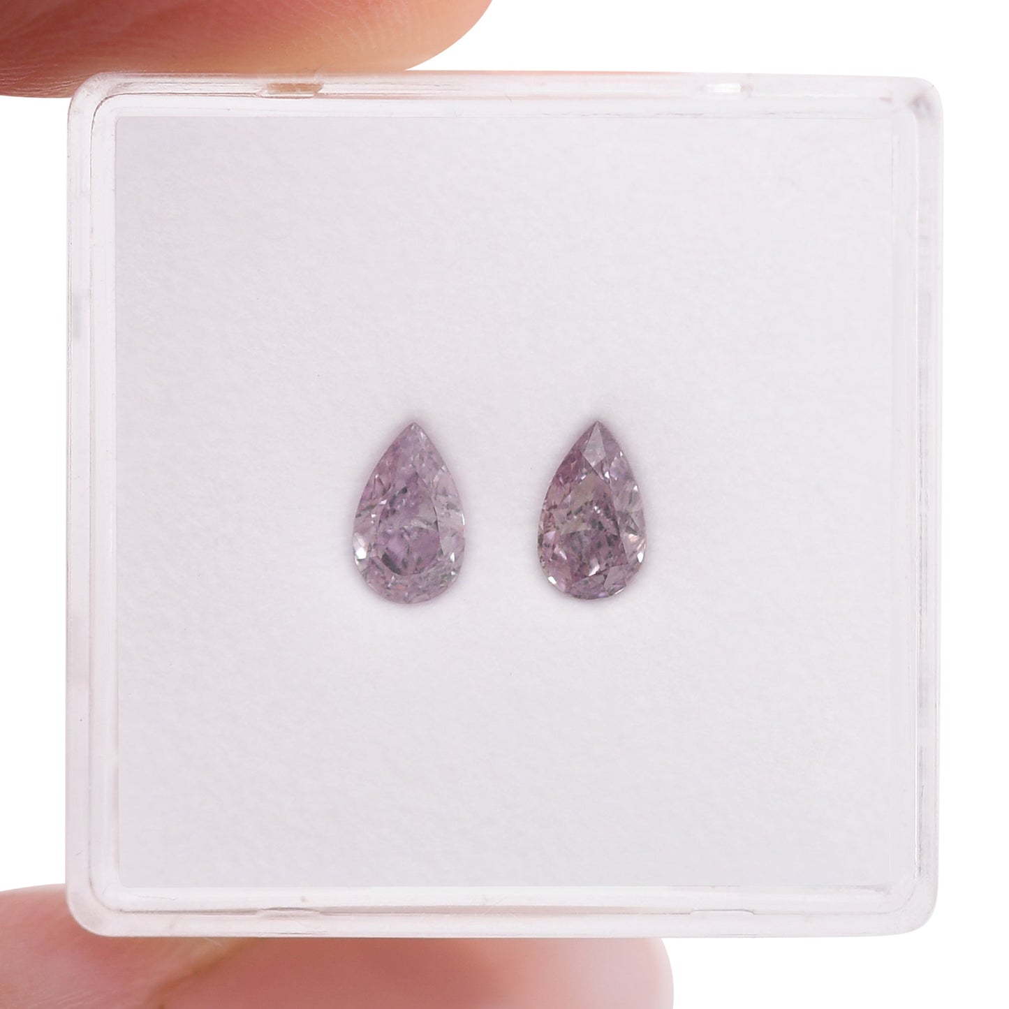 0,64 Karat Fancy Pink Purple Birnenförmige Diamanten SI1 und VS2 GIA Paar