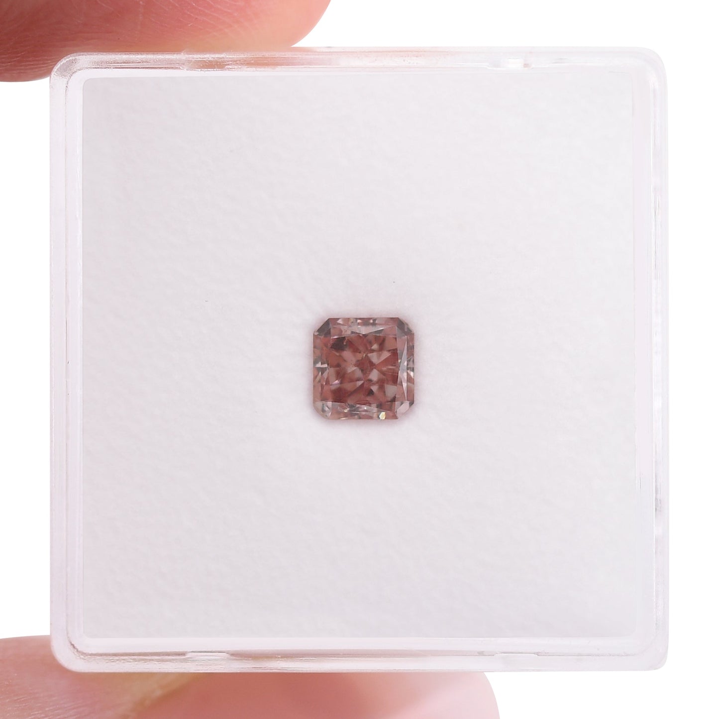 0,65 Karat Fancy Orange Pink Radiant Diamond SI2 GIA