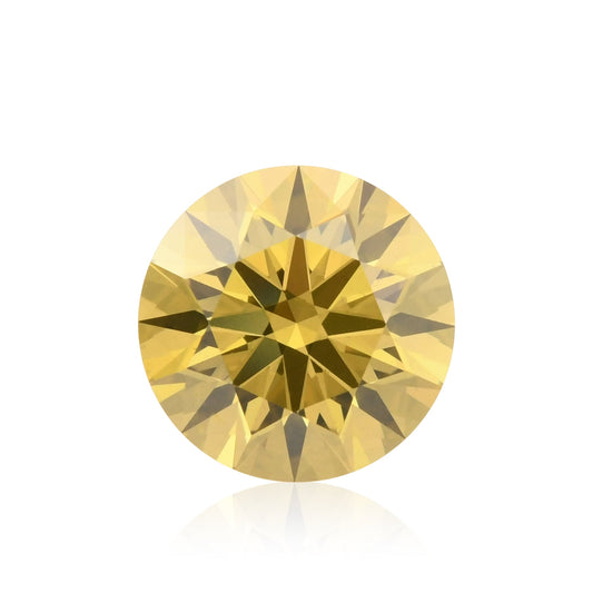 0,67 Karat Fancy Deep Brownish Greenish Yellow Round Diamond VS2 GIA