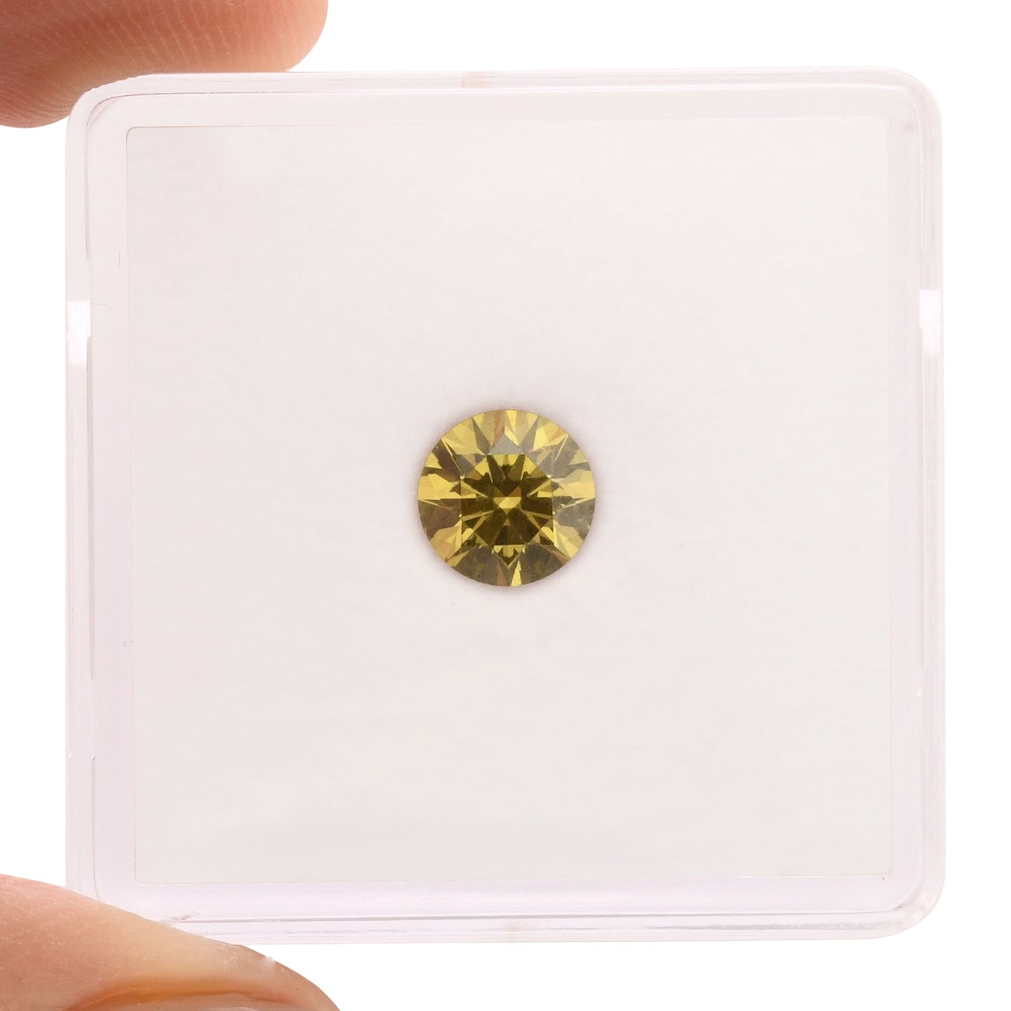0,67 Karat Fancy Deep Brownish Greenish Yellow Round Diamond VS2 GIA