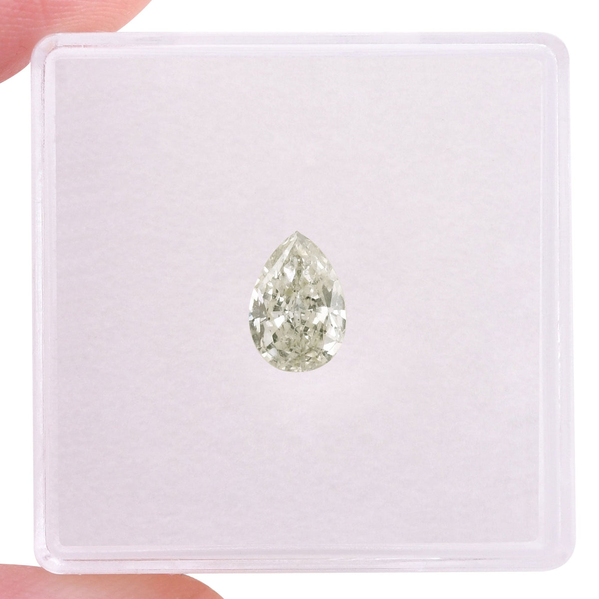 0.74 Carat Light Green Yellow Pear Diamond SI2 GIA