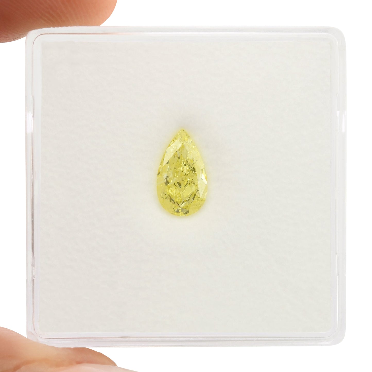 0,74 Karat Fancy Intense Yellow Birnenförmiger Diamant VS2 GIA