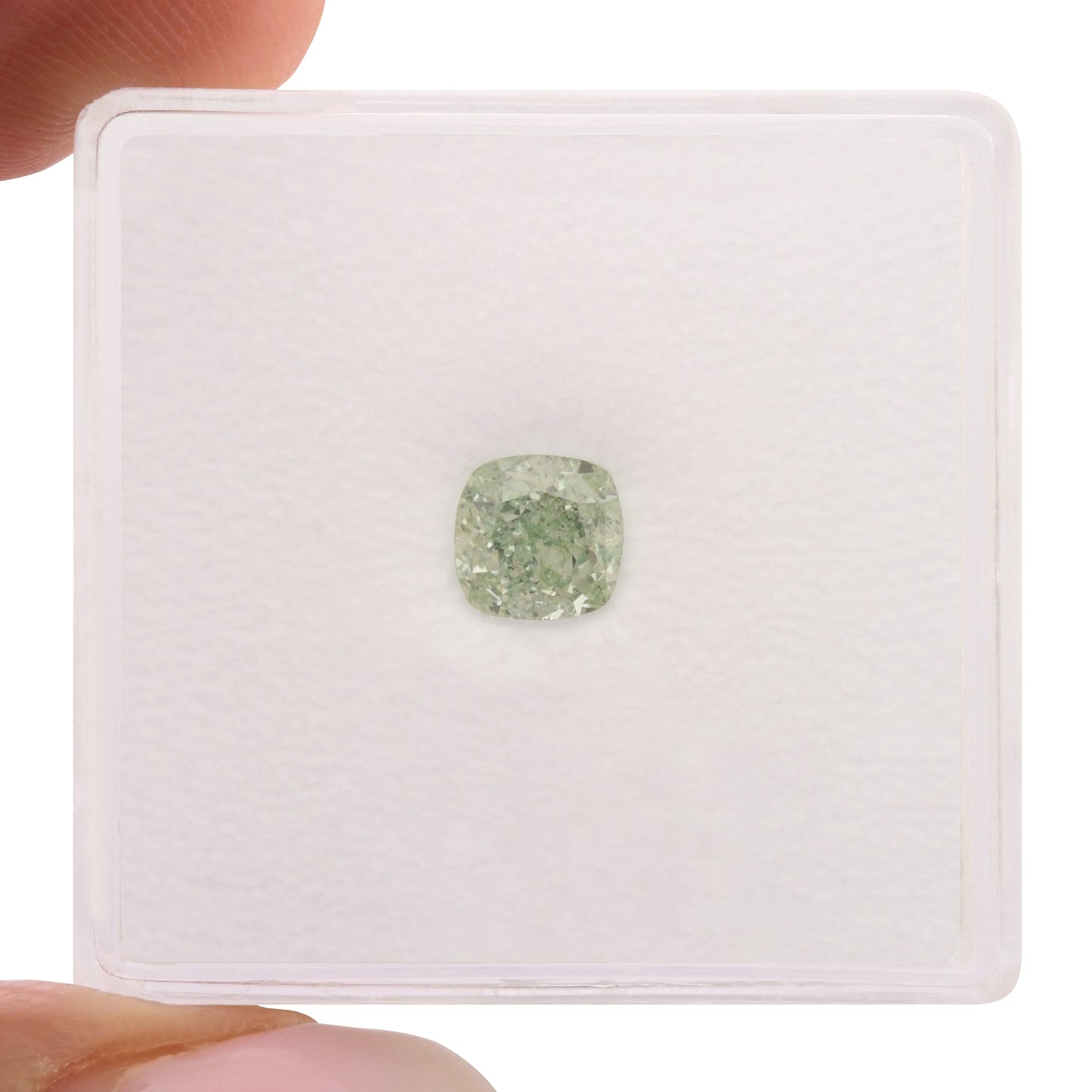 0,77 Karat Fancy Green Cushion Diamond VS2 GIA
