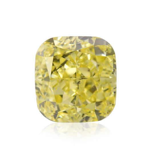 0.81 Carat Fancy Intense Yellow Cushion Diamond (I1) GIA