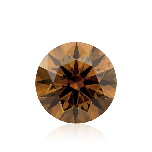 0.83 Carat Fancy Deep Brown Orange Round Diamond SI1 GIA