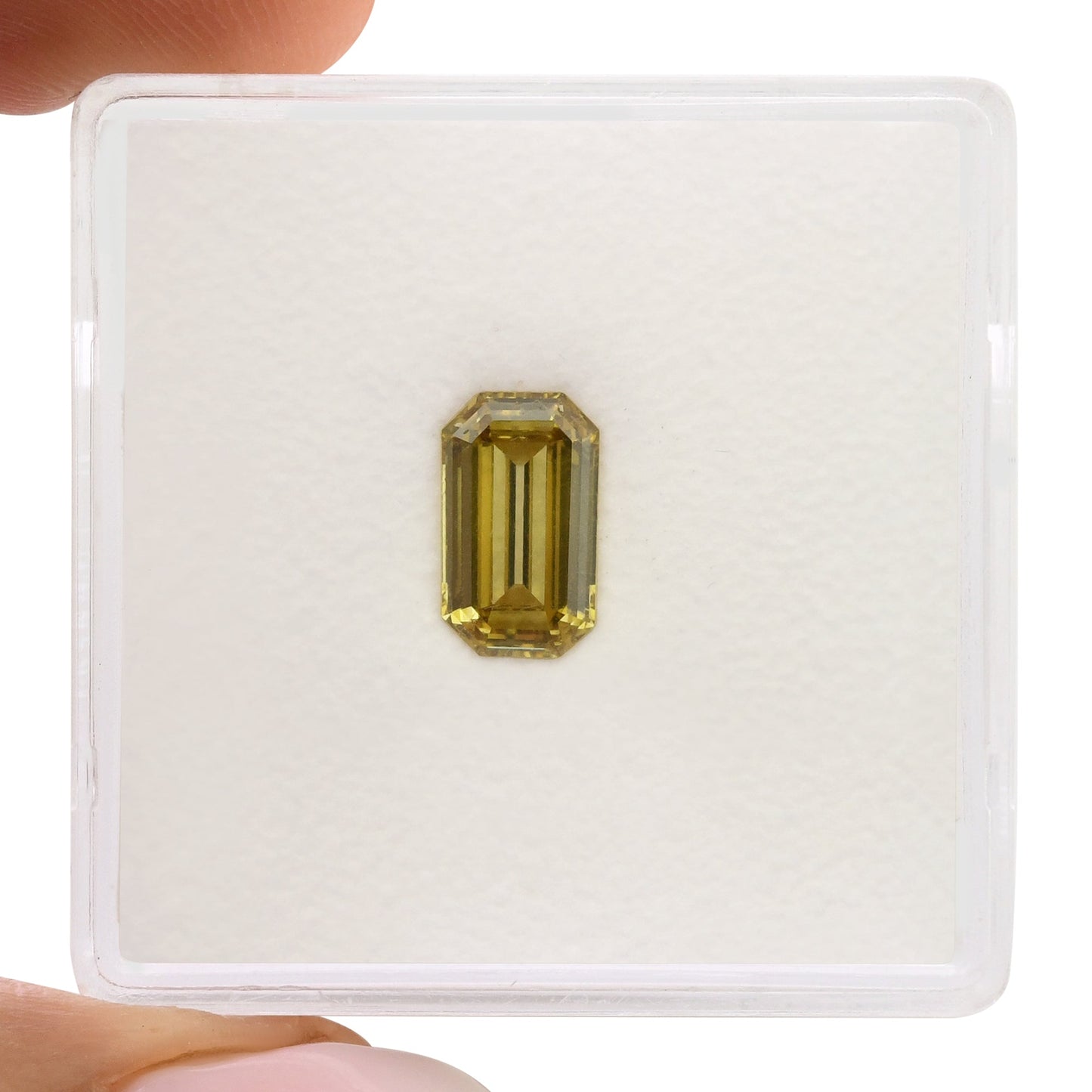 0,87 Karat Fancy Deep Brownish Greenish Yellow Emerald Diamond VS2