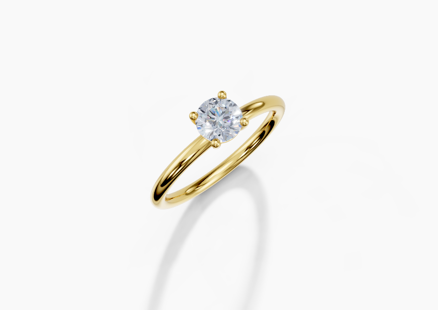 18K Round 0.3 Carat F/G VS/SI Plain Plain 4Pr Diamond Ring