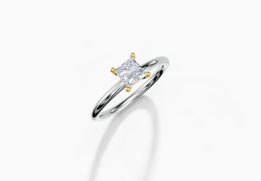 18K Princess 0.5 Carat G/H SI Plain Plain 4Pr Diamond Ring