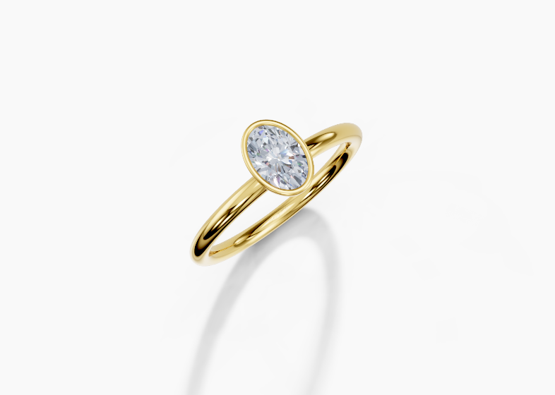 18K Oval 0.3 Carat F/G VS/SI Plain Plain Bezel Diamond Ring