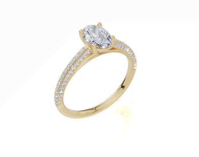 18ct Oval 0.75Carat F/G VS/SI Cathedral U Micro 4Pr  Diamond Ring