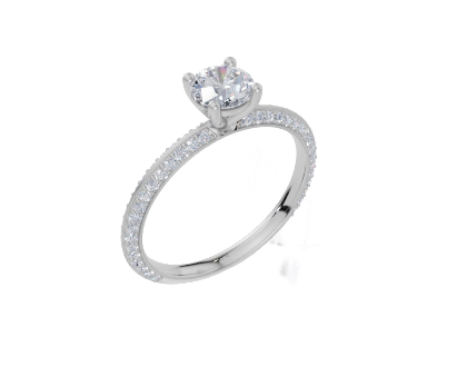 18ct Round 0.50Carat G/H-RA SI Knife Edge Pave 4Pr  Diamond Ring
