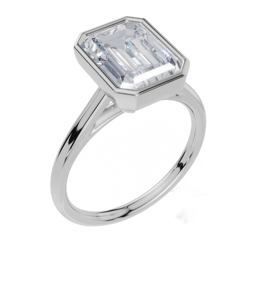 18ct Emerald 3.00Carat F/G VS/SI Cathedral Plain Bezel  Diamond Ring