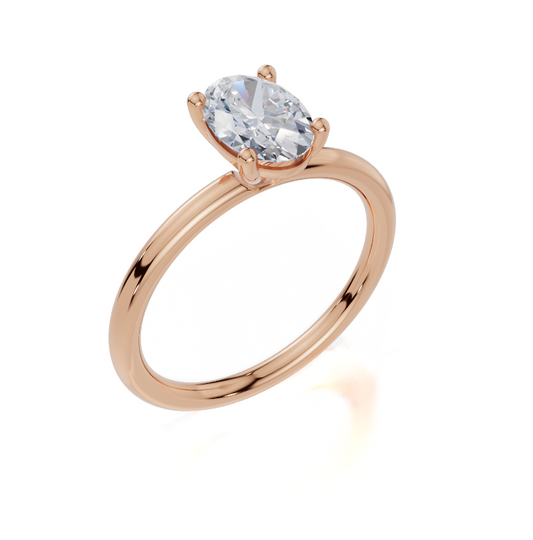18ct Oval 1.00Carat D/E/F-LG VS/VVS Plain Plain 4Pr  Diamond Ring