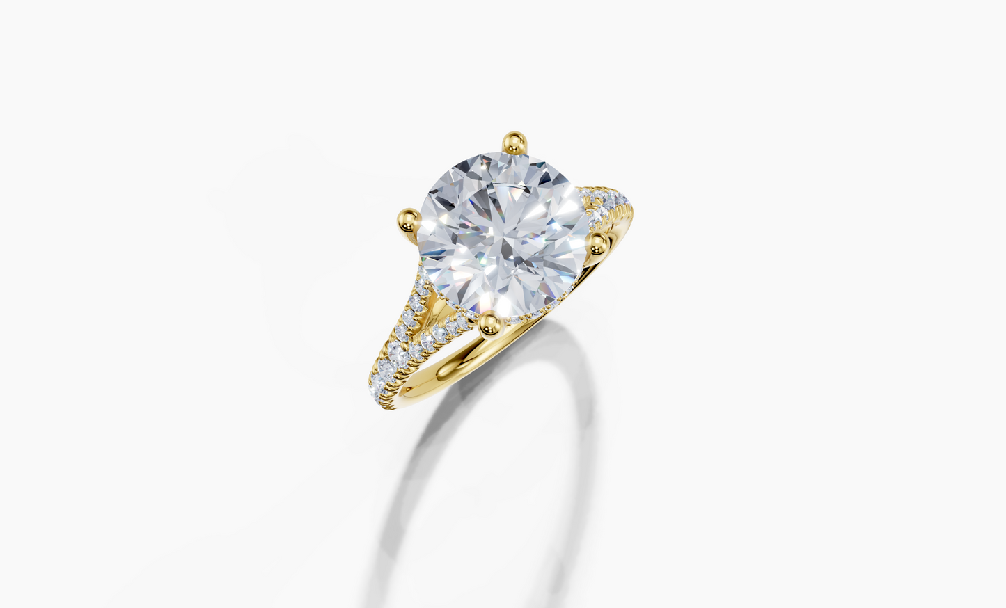 18K Round 3 Carat D/E/F VS/VVS Split U Micro Hidden Halo Diamond Ring