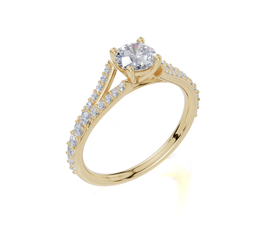 18ct Round 0.40Carat D/E/F-LG VS/VVS Split Plate Prong 4Pr  Diamond Ring
