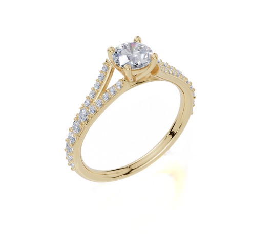 18ct Round 0.40Carat D/E/F-LG VS/VVS Split Plate Prong 4Pr  Diamond Ring