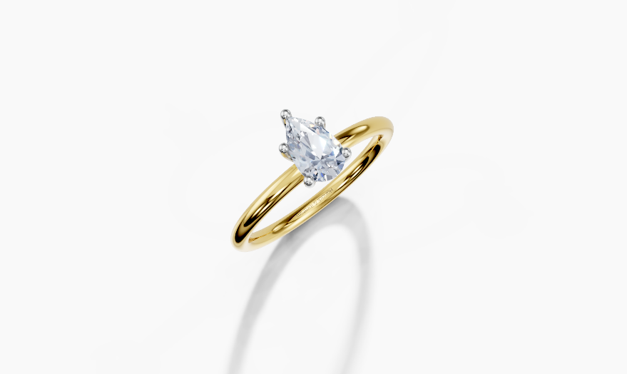 18K Pear 0.3 Carat G/H SI Plain Plain 4Pr Diamond Ring