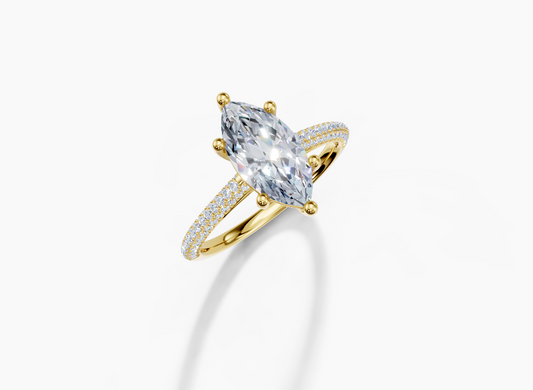 18K Marquise 1.5 Carat F/G VS/SI Cathedral U Micro 6Pr Diamond Ring