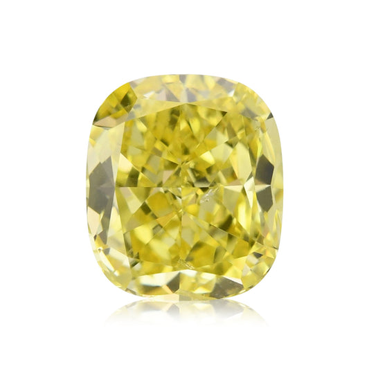 1,02 Karat Fancy Vivid Yellow Cushion Diamond SI2 GIA