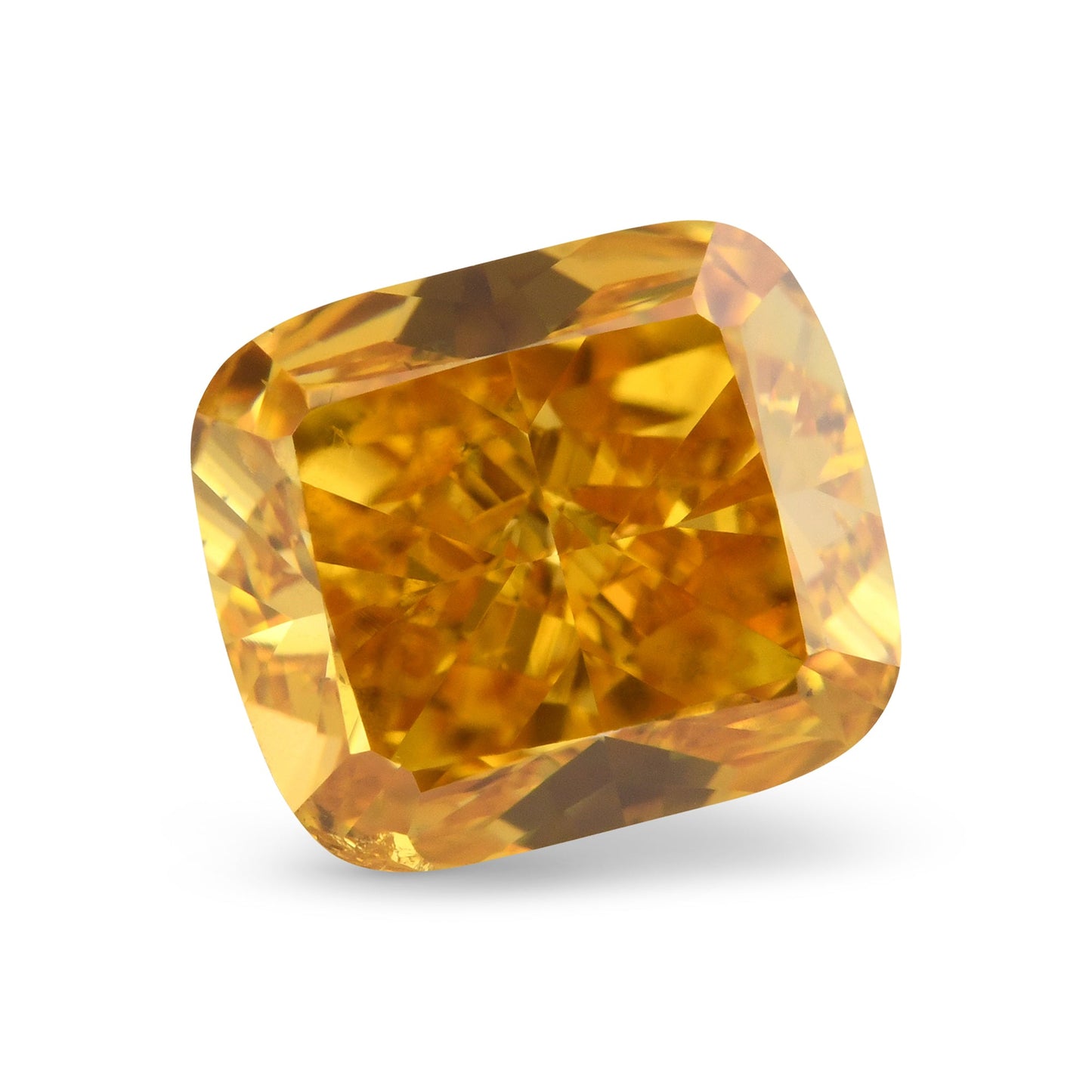 1.02 Carat Fancy Vivid Yellow Orange Cushion Diamond GIA