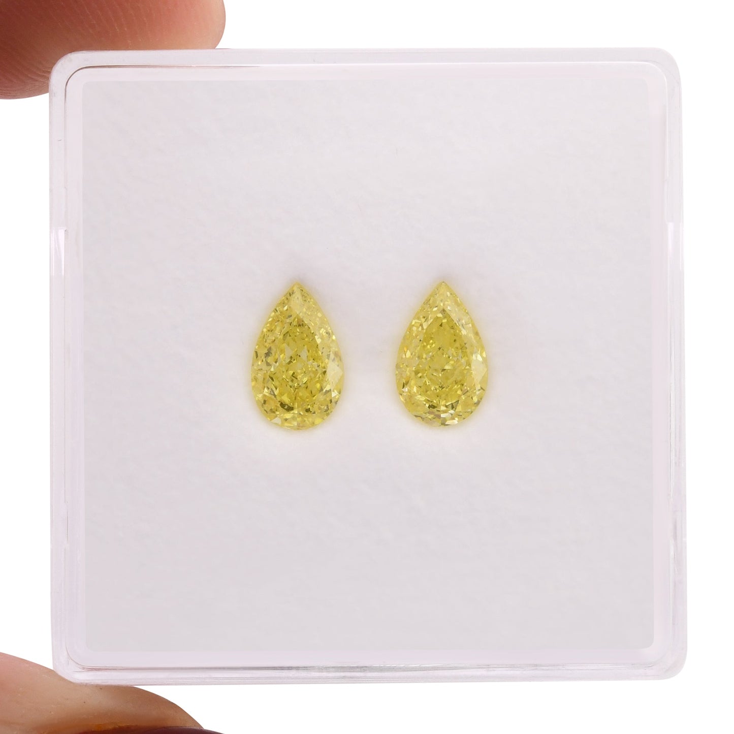 1.04 Carat Fancy Intense Yellow Pear Diamonds VS2 and VS2 GIA Pair