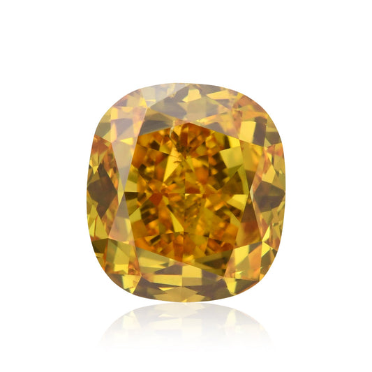 1.05 Carat Fancy Vivid Orange Yellow Cushion Diamond SI1 GIA