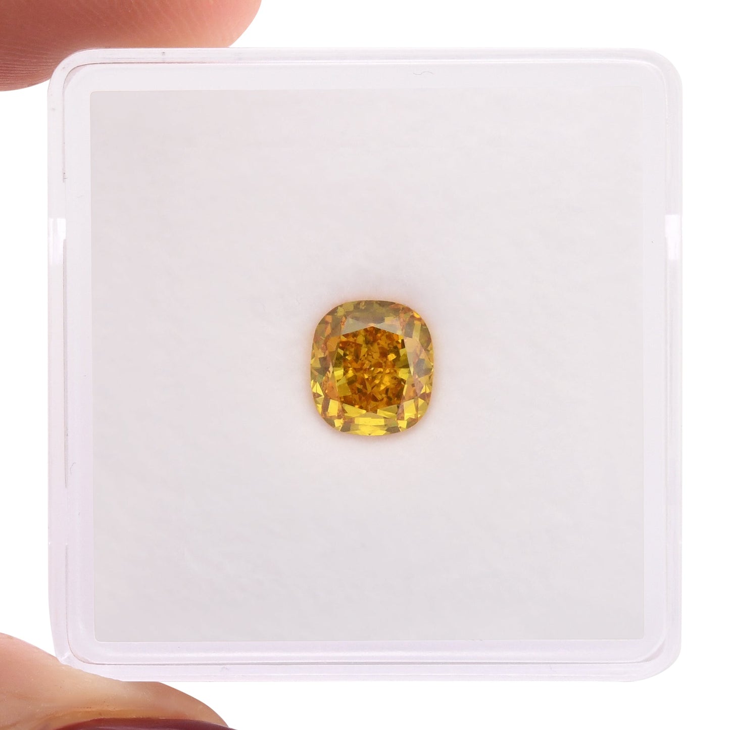 1.05 Carat Fancy Vivid Orange Yellow Cushion Diamond SI1 GIA