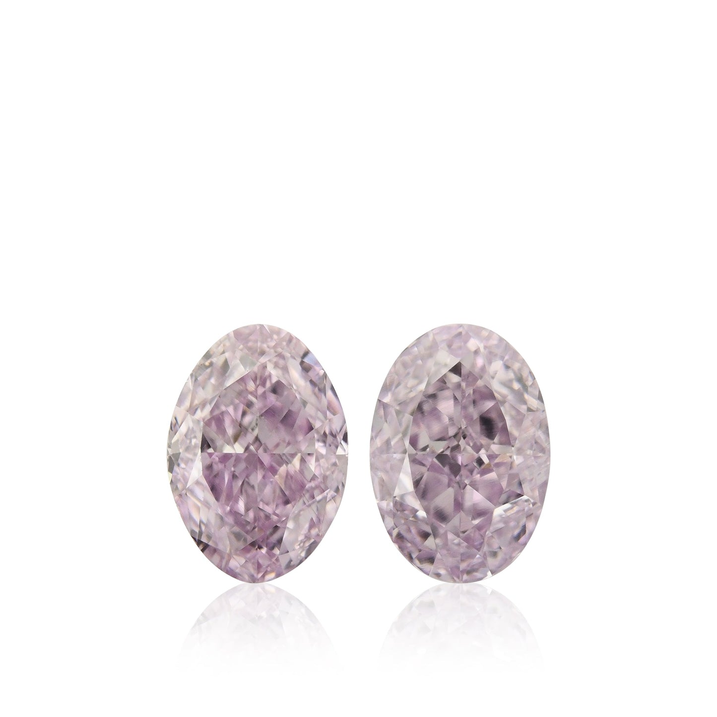 1,09 Karat Fancy Intense Pink Purple Oval Diamonds VS2 GIA Paar