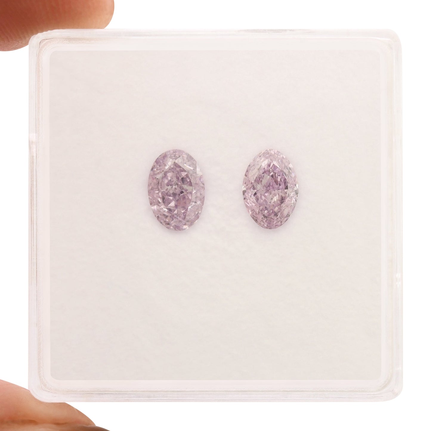 1,09 Karat Fancy Intense Pink Purple Oval Diamonds VS2 GIA Paar