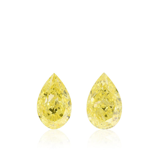 1,09 Karat Fancy Intense Yellow Birnen-Diamanten (Paar) VS2 und VS2 GIA