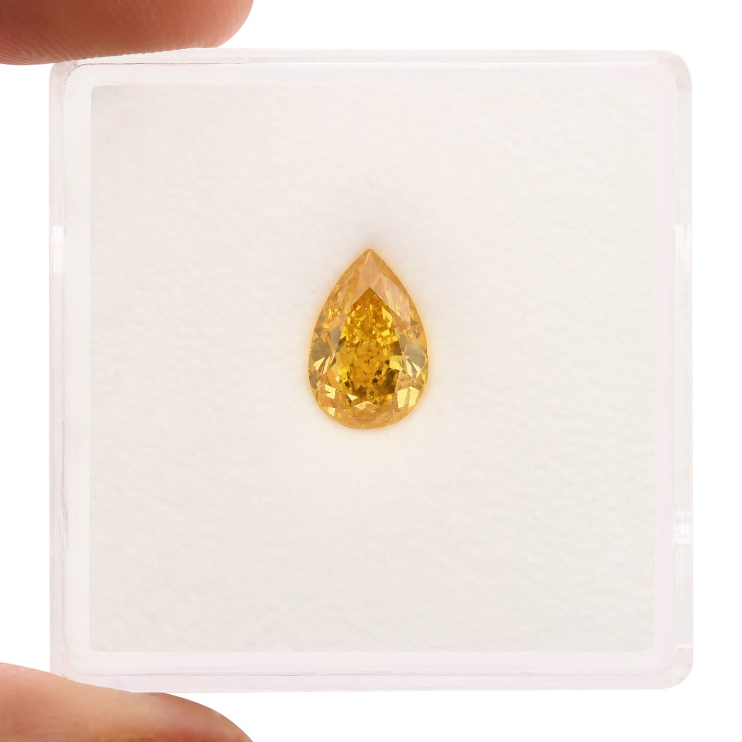 1,10 Karat Fancy Vivid Orange Yellow Pear Diamond GIA (I1)