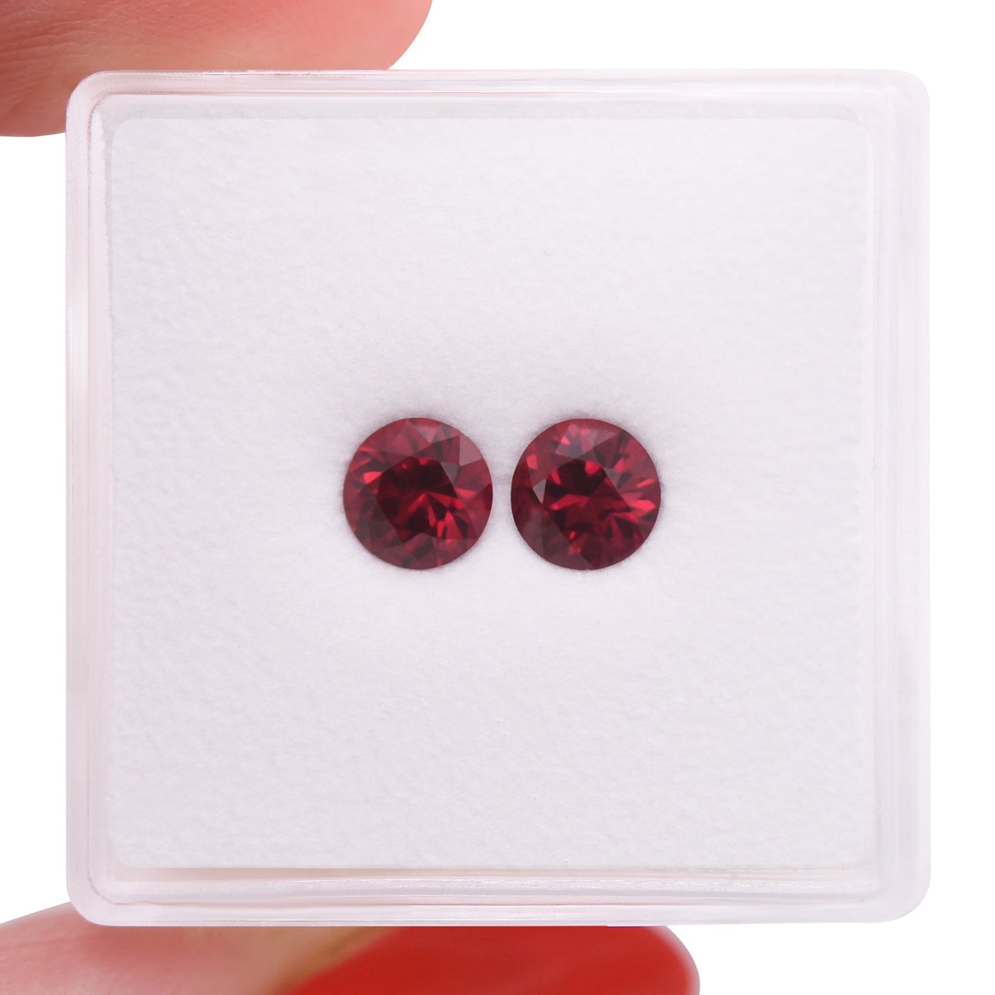 Paar rote, runde Rubine aus Mosambik, 1,19 Karat